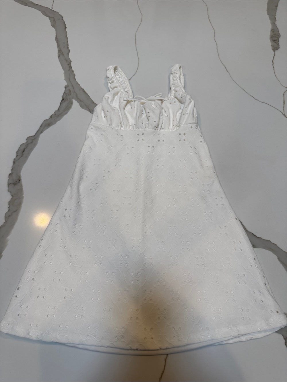 NWOT RSQ White Eyelet Ruffled Strap Dress for Girls Small